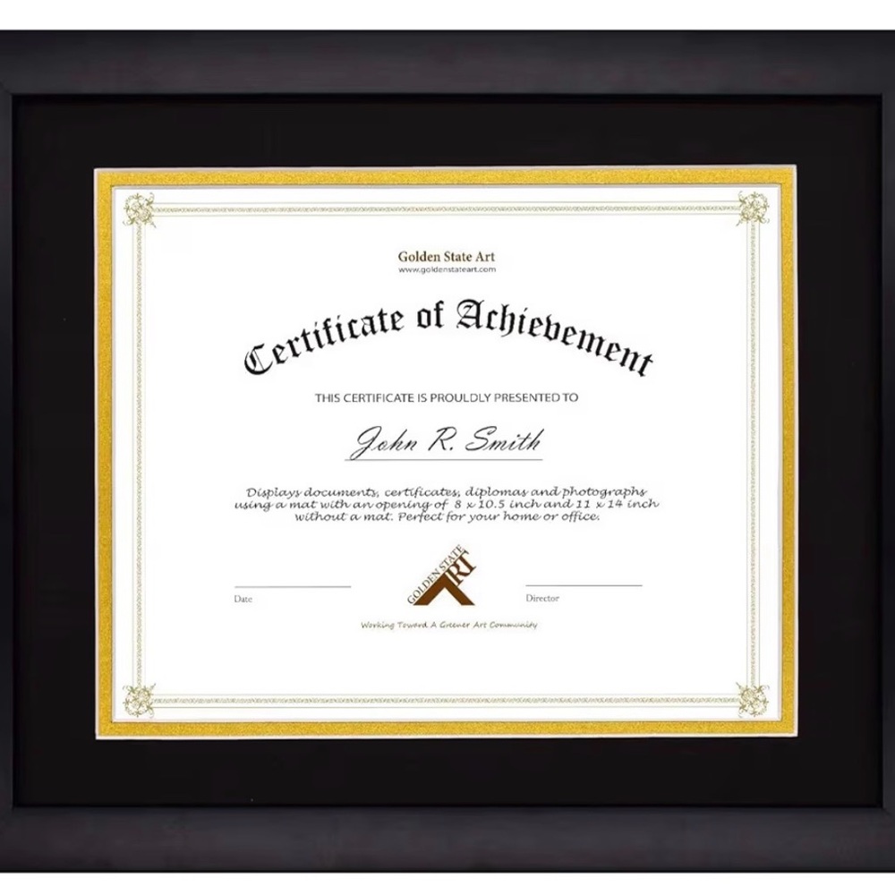Black and Gold Certificate Frame